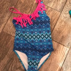 Blue Girls’ Fringe Swimsuit